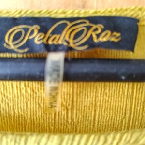 Mustard yellow top with cascading ruffles, size medium, brand Petal Roz,